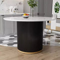 Table à manger ronde moderne en faux marbre de 46 pouces