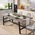 Table à manger industrielle de 180 cm pour 6-8 personnes avec cadre métallique