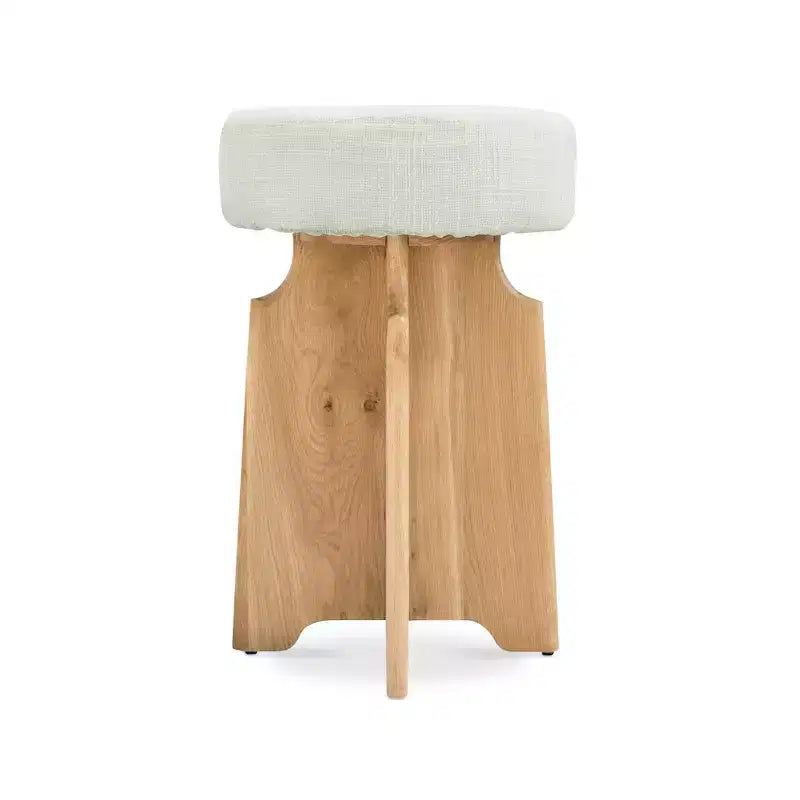 Tabouret de comptoir en tissu bouclé crème