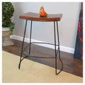 Lot de 2 tabourets de bar à hauteur de comptoir, 61 cm, en métal et bois de manguier, sans dossier, couleur châtaigne