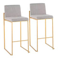 Lot de 2 tabourets de bar hauts rembourrés Or/Gris