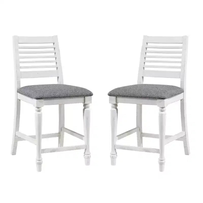 Ensemble de 2 tabourets de bar hauteur comptoir style fermette avec sièges rembourrés