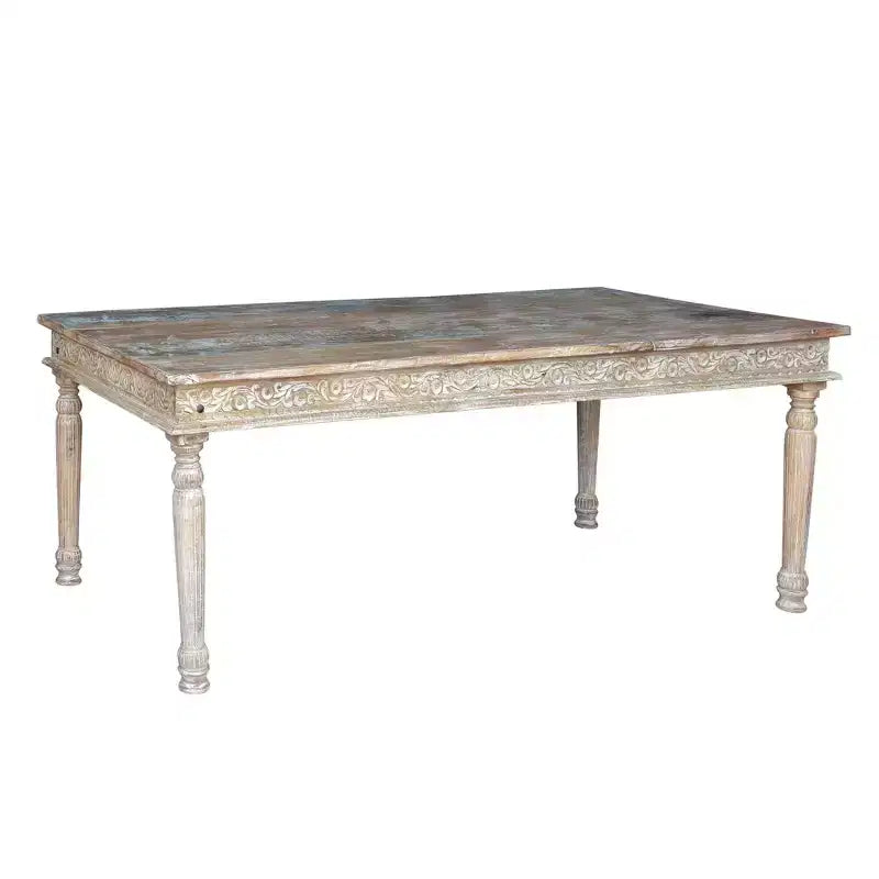 Table à manger sculptée en bois flotté recyclé de 210 cm, marron