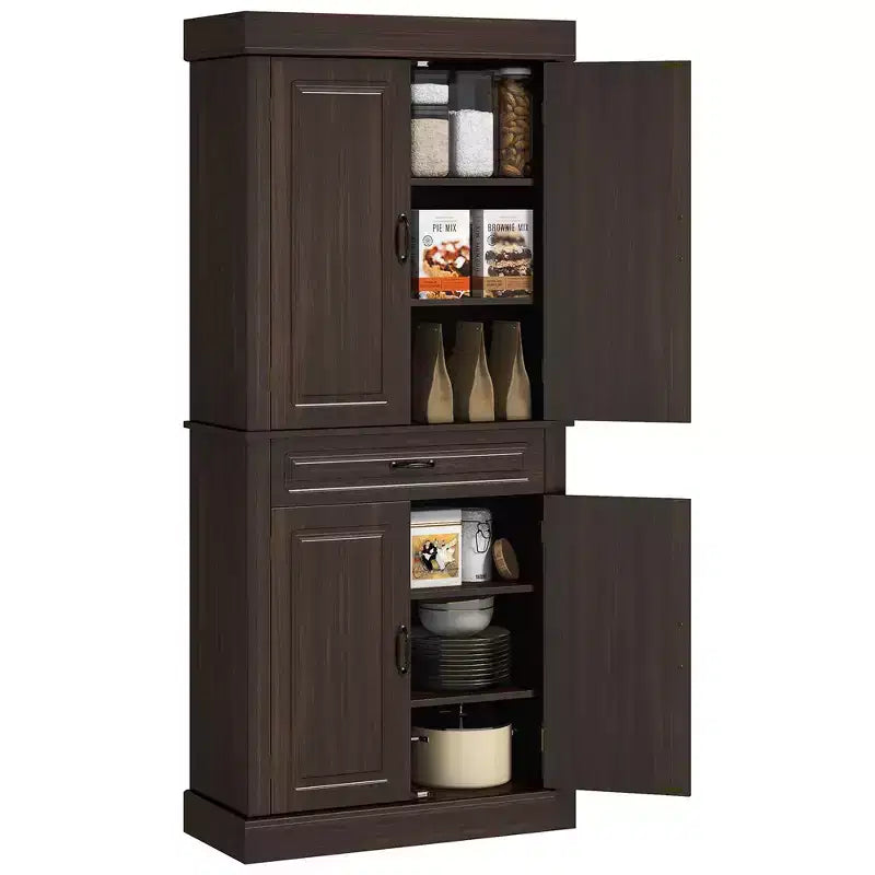 Garde-manger de cuisine autoportant de 71" avec 4 portes et 2 armoires